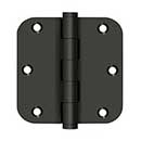 Deltana [DSB35R510B-R] Solid Brass Door Butt Hinge - Residential - Button Tip - 5/8" Radius Corner - Oil Rubbed Bronze Finish - Pair - 3 1/2" H x 3 1/2" W