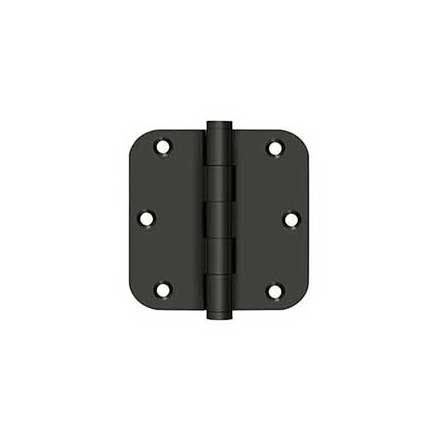 Deltana [DSB35R510B] Solid Brass Door Butt Hinge - Button Tip - 5/8" Radius Corner - Oil Rubbed Bronze Finish - Pair - 3 1/2" H x 3 1/2" W