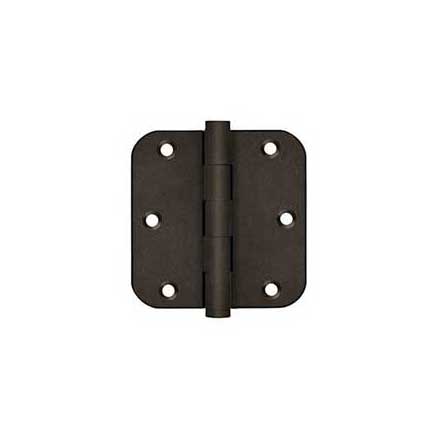 Deltana [DSB35R510BD-R] Solid Brass Door Butt Hinge - Residential - Button Tip - 5/8&quot; Radius Corner - Bronze Dark Finish - Pair - 3 1/2&quot; H x 3 1/2&quot; W