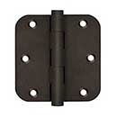 Deltana [DSB35R510BD-R] Solid Brass Door Butt Hinge - Residential - Button Tip - 5/8" Radius Corner - Bronze Dark Finish - Pair - 3 1/2" H x 3 1/2" W