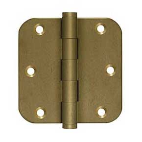 Deltana [DSB35R510BM-R] Solid Brass Door Butt Hinge - Residential - Button Tip - 5/8" Radius Corner - Bronze Medium Finish - Pair - 3 1/2" H x 3 1/2" W