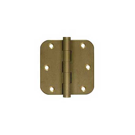 Deltana [DSB35R510BM-R] Solid Brass Door Butt Hinge - Residential - Button Tip - 5/8&quot; Radius Corner - Bronze Medium Finish - Pair - 3 1/2&quot; H x 3 1/2&quot; W