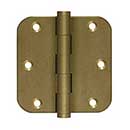 Deltana [DSB35R510BM-R] Solid Brass Door Butt Hinge - Residential - Button Tip - 5/8&quot; Radius Corner - Bronze Medium Finish - Pair - 3 1/2&quot; H x 3 1/2&quot; W