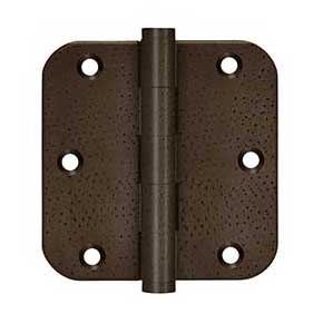 Deltana [DSB35R510WD-R] Solid Brass Door Butt Hinge - Residential - Button Tip - 5/8" Radius Corner - Weathered Dark Finish - Pair - 3 1/2" H x 3 1/2" W