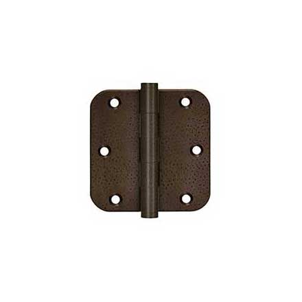 Deltana [DSB35R510WD-R] Solid Brass Door Butt Hinge - Residential - Button Tip - 5/8&quot; Radius Corner - Weathered Dark Finish - Pair - 3 1/2&quot; H x 3 1/2&quot; W