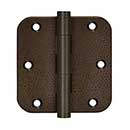 Deltana [DSB35R510WD-R] Solid Brass Door Butt Hinge - Residential - Button Tip - 5/8&quot; Radius Corner - Weathered Dark Finish - Pair - 3 1/2&quot; H x 3 1/2&quot; W