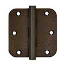 Deltana [DSB35R510WD-R] Solid Brass Door Butt Hinge - Residential - Button Tip - 5/8" Radius Corner - Weathered Dark Finish - Pair - 3 1/2" H x 3 1/2" W