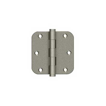 Deltana [DSB35R510WL-R] Solid Brass Door Butt Hinge - Residential - Button Tip - 5/8" Radius Corner - Weathered Light Finish - Pair - 3 1/2" H x 3 1/2" W