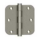 Deltana [DSB35R510WL-R] Solid Brass Door Butt Hinge - Residential - Button Tip - 5/8" Radius Corner - Weathered Light Finish - Pair - 3 1/2" H x 3 1/2" W