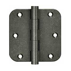 Deltana [DSB35R510WM-R] Solid Brass Door Butt Hinge - Residential - Button Tip - 5/8&quot; Radius Corner - Weathered Medium Finish - Pair - 3 1/2&quot; H x 3 1/2&quot; W