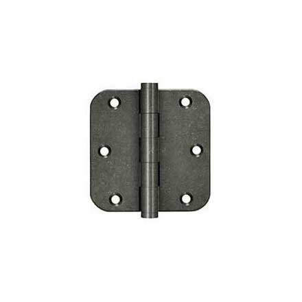 Deltana [DSB35R510WM-R] Solid Brass Door Butt Hinge - Residential - Button Tip - 5/8&quot; Radius Corner - Weathered Medium Finish - Pair - 3 1/2&quot; H x 3 1/2&quot; W