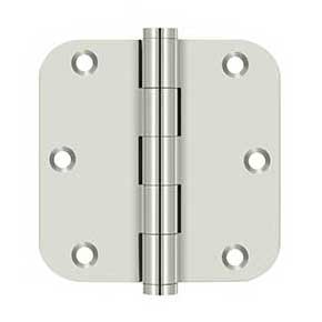 Deltana [DSB35R514-R] Solid Brass Door Butt Hinge - Residential - Button Tip - 5/8" Radius Corner - Polished Nickel Finish - Pair - 3 1/2" H x 3 1/2" W