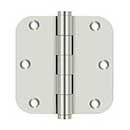 Deltana [DSB35R514-R] Solid Brass Door Butt Hinge - Residential - Button Tip - 5/8" Radius Corner - Polished Nickel Finish - Pair - 3 1/2" H x 3 1/2" W