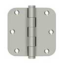 Deltana [DSB35R515-R] Solid Brass Door Butt Hinge - Residential - Button Tip - 5/8&quot; Radius Corner - Brushed Nickel Finish - Pair - 3 1/2&quot; H x 3 1/2&quot; W