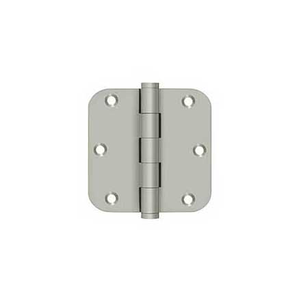 Deltana [DSB35R515] Solid Brass Door Butt Hinge - Button Tip - 5/8&quot; Radius Corner - Brushed Nickel Finish - Pair - 3 1/2&quot; H x 3 1/2&quot; W