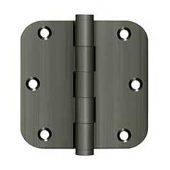 Deltana [DSB35R515A-R] Solid Brass Door Butt Hinge - Residential - Button Tip - 5/8&quot; Radius Corner - Antique Nickel Finish - Pair - 3 1/2&quot; H x 3 1/2&quot; W