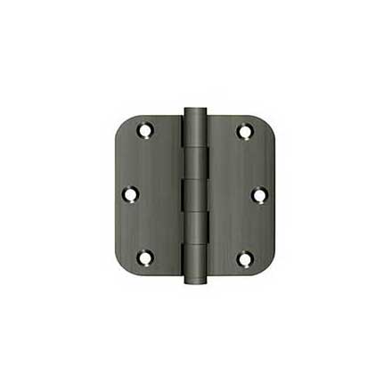 Deltana [DSB35R515A-R] Solid Brass Door Butt Hinge - Residential - Button Tip - 5/8&quot; Radius Corner - Antique Nickel Finish - Pair - 3 1/2&quot; H x 3 1/2&quot; W