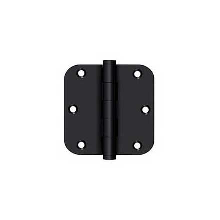 Deltana [DSB35R519-R] Solid Brass Door Butt Hinge - Residential - Button Tip - 5/8&quot; Radius Corner - Paint Black Finish - Pair - 3 1/2&quot; H x 3 1/2&quot; W