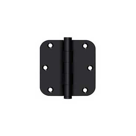 Deltana [DSB35R519-R] Solid Brass Door Butt Hinge - Residential - Button Tip - 5/8&quot; Radius Corner - Paint Black Finish - Pair - 3 1/2&quot; H x 3 1/2&quot; W