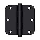 Deltana [DSB35R519-R] Solid Brass Door Butt Hinge - Residential - Button Tip - 5/8&quot; Radius Corner - Paint Black Finish - Pair - 3 1/2&quot; H x 3 1/2&quot; W