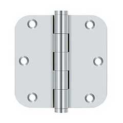 Deltana [DSB35R526-R] Solid Brass Door Butt Hinge - Residential - Button Tip - 5/8&quot; Radius Corner - Polished Chrome Finish - Pair - 3 1/2&quot; H x 3 1/2&quot; W