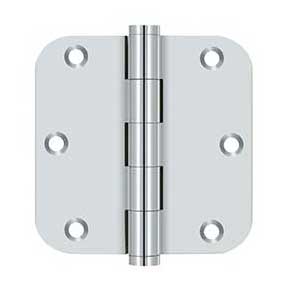 Deltana [DSB35R526] Solid Brass Door Butt Hinge - Button Tip - 5/8" Radius Corner - Polished Chrome Finish - Pair - 3 1/2" H x 3 1/2" W