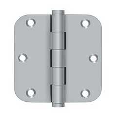 Deltana [DSB35R526D-R] Solid Brass Door Butt Hinge - Residential - Button Tip - 5/8&quot; Radius Corner - Brushed Chrome Finish - Pair - 3 1/2&quot; H x 3 1/2&quot; W