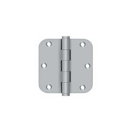Deltana [DSB35R526D-R] Solid Brass Door Butt Hinge - Residential - Button Tip - 5/8&quot; Radius Corner - Brushed Chrome Finish - Pair - 3 1/2&quot; H x 3 1/2&quot; W