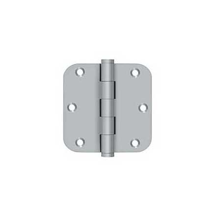 Deltana [DSB35R526D-R] Solid Brass Door Butt Hinge - Residential - Button Tip - 5/8&quot; Radius Corner - Brushed Chrome Finish - Pair - 3 1/2&quot; H x 3 1/2&quot; W