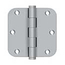 Deltana [DSB35R526D-R] Solid Brass Door Butt Hinge - Residential - Button Tip - 5/8&quot; Radius Corner - Brushed Chrome Finish - Pair - 3 1/2&quot; H x 3 1/2&quot; W