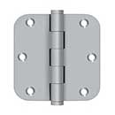 Deltana [DSB35R526D] Solid Brass Door Butt Hinge - Button Tip - 5/8&quot; Radius Corner - Brushed Chrome Finish - Pair - 3 1/2&quot; H x 3 1/2&quot; W
