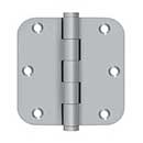 Deltana [DSB35R526D] Solid Brass Door Butt Hinge - Button Tip - 5/8&quot; Radius Corner - Brushed Chrome Finish - Pair - 3 1/2&quot; H x 3 1/2&quot; W