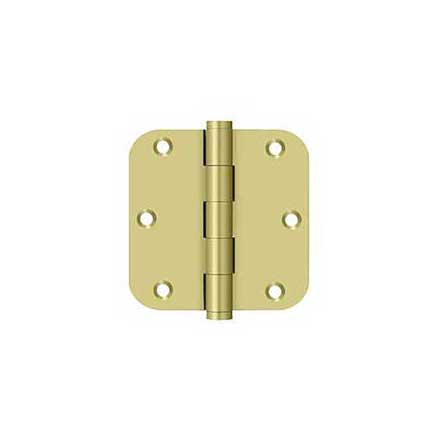 Deltana [DSB35R53-R] Solid Brass Door Butt Hinge - Residential - Button Tip - 5/8&quot; Radius Corner - Polished Brass Finish - Pair - 3 1/2&quot; H x 3 1/2&quot; W