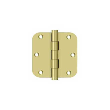 Deltana [DSB35R53] Solid Brass Door Butt Hinge - Button Tip - 5/8&quot; Radius Corner - Polished Brass Finish - Pair - 3 1/2&quot; H x 3 1/2&quot; W