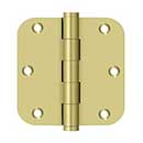 Deltana [DSB35R53] Solid Brass Door Butt Hinge - Button Tip - 5/8&quot; Radius Corner - Polished Brass Finish - Pair - 3 1/2&quot; H x 3 1/2&quot; W