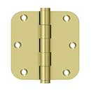 Deltana [DSB35R53] Solid Brass Door Butt Hinge - Button Tip - 5/8&quot; Radius Corner - Polished Brass Finish - Pair - 3 1/2&quot; H x 3 1/2&quot; W