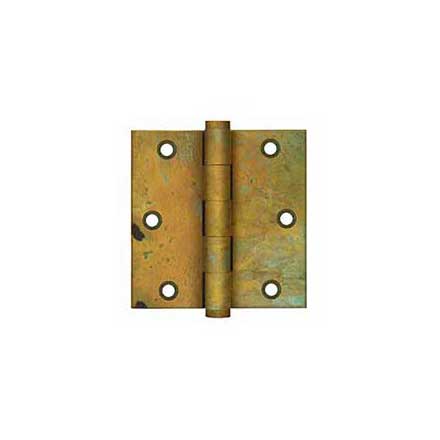 Deltana [DSB35RT] Solid Brass Door Butt Hinge - Button Tip - Square Corner - Rust Finish - Pair - 3 1/2&quot; H x 3 1/2&quot; W