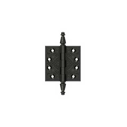 Deltana [DSBP35U10B] Solid Brass Door Butt Hinge - Ornate - Square Corner - Oil Rubbed Bronze Finish - Pair - 3 1/2&quot; H x 3 1/2&quot; W