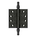 Deltana [DSBP35U10B] Solid Brass Door Butt Hinge - Ornate - Square Corner - Oil Rubbed Bronze Finish - Pair - 3 1/2&quot; H x 3 1/2&quot; W