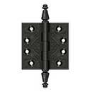 Deltana [DSBP35U10B] Solid Brass Door Butt Hinge - Ornate - Square Corner - Oil Rubbed Bronze Finish - Pair - 3 1/2&quot; H x 3 1/2&quot; W