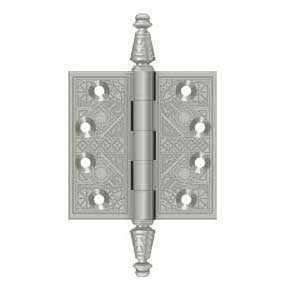 Deltana [DSBP35U15] Solid Brass Door Butt Hinge - Ornate - Square Corner - Brushed Nickel Finish - Pair - 3 1/2" H x 3 1/2" W