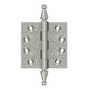 Deltana [DSBP35U15] Solid Brass Door Butt Hinge - Ornate - Square Corner - Brushed Nickel Finish - Pair - 3 1/2" H x 3 1/2" W