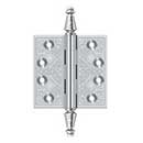 Deltana [DSBP35U26] Solid Brass Door Butt Hinge - Ornate - Square Corner - Polished Chrome Finish - Pair - 3 1/2&quot; H x 3 1/2&quot; W