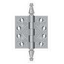 Deltana [DSBP35U26D] Solid Brass Door Butt Hinge - Ornate - Square Corner - Brushed Chrome Finish - Pair - 3 1/2" H x 3 1/2" W