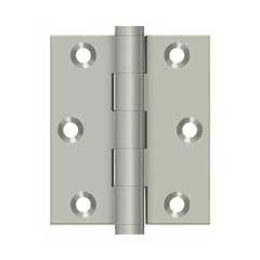 Deltana [DSB3025U15] Solid Brass Screen Door Butt Hinge - Button Tip - Square Corner - Brushed Nickel Finish - Pair - 3&quot; H x 2 1/2&quot; W