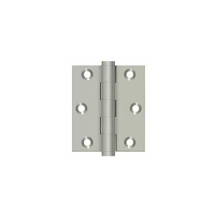 Deltana [DSB3025U15] Solid Brass Screen Door Butt Hinge - Button Tip - Square Corner - Brushed Nickel Finish - Pair - 3&quot; H x 2 1/2&quot; W