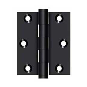 Deltana [DSB3025U19] Solid Brass Screen Door Butt Hinge - Button Tip - Square Corner - Paint Black Finish - Pair - 3" H x 2 1/2" W