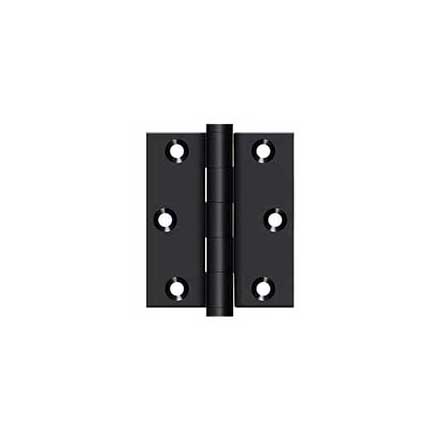 Deltana [DSB3025U19] Solid Brass Screen Door Butt Hinge - Button Tip - Square Corner - Paint Black Finish - Pair - 3" H x 2 1/2" W
