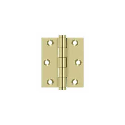Deltana [DSB3025U3-UNL] Solid Brass Screen Door Butt Hinge - Button Tip - Square Corner - Polished Brass (Unlacquered) Finish - Pair - 3&quot; H x 2 1/2&quot; W