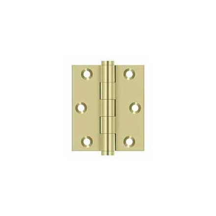 Deltana [DSB3025U3-UNL] Solid Brass Screen Door Butt Hinge - Button Tip - Square Corner - Polished Brass (Unlacquered) Finish - Pair - 3&quot; H x 2 1/2&quot; W